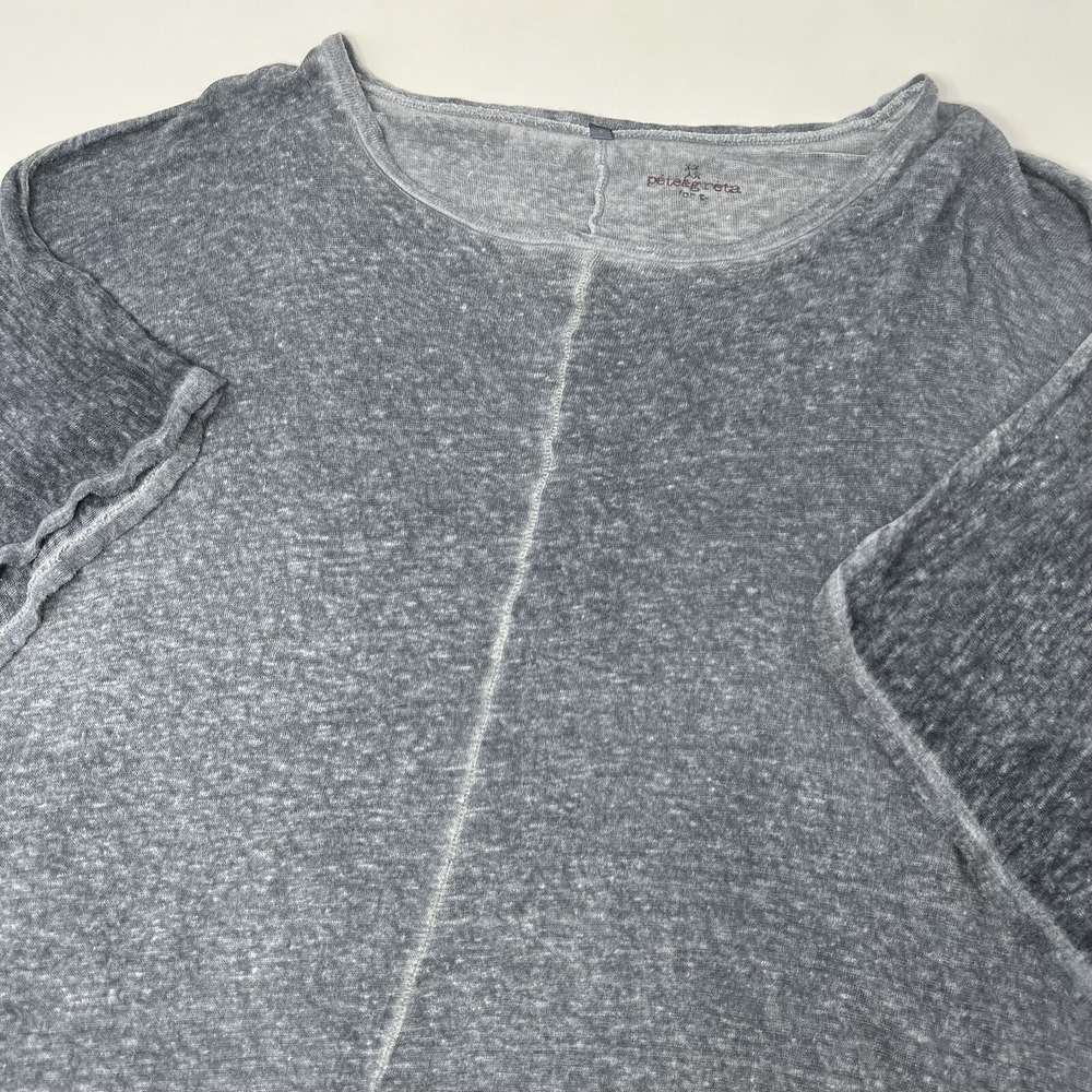 Johnny Was pete &‎ greta for t Small Gray 100% Linen Tee T-Shirt Oversized Lagen